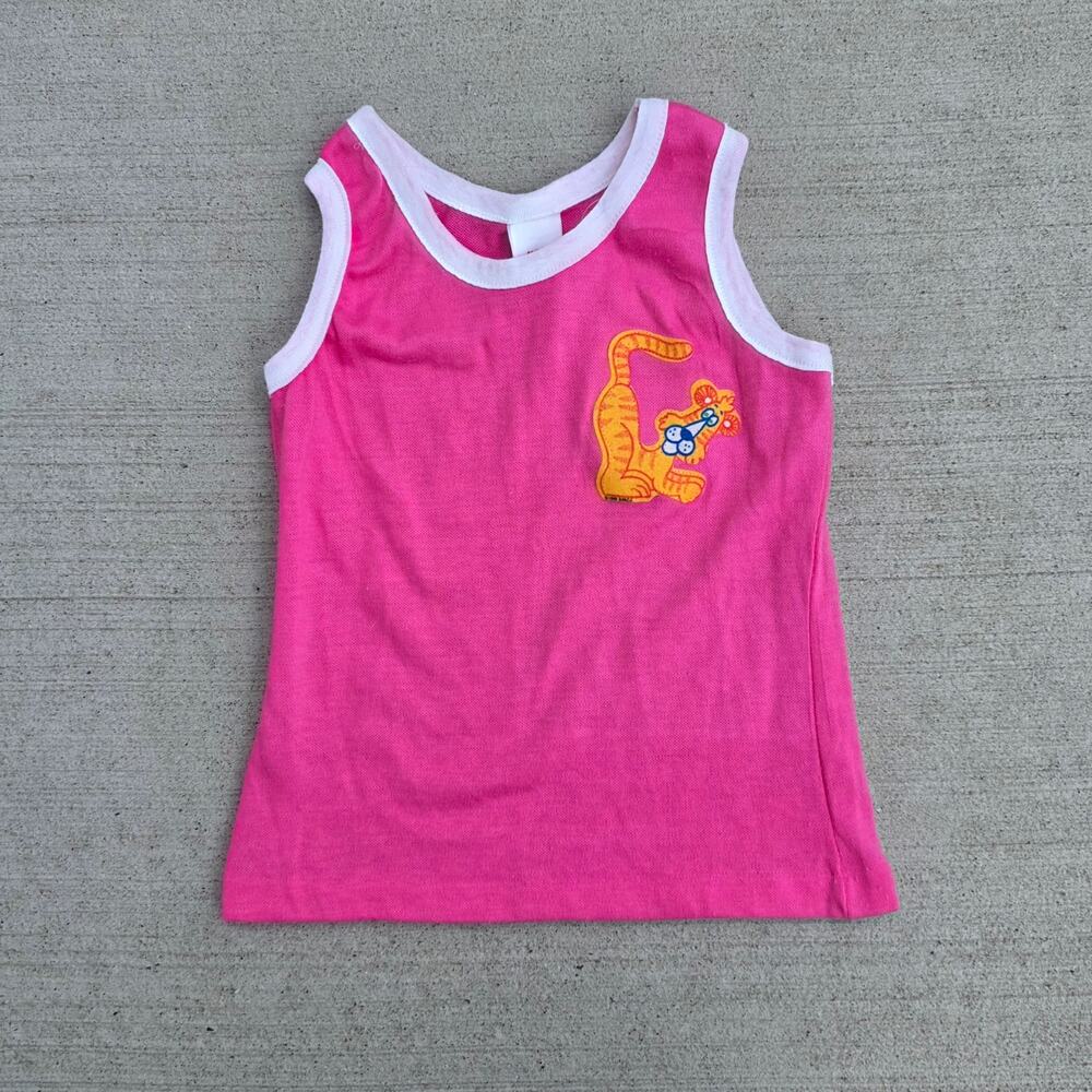 Vintage Krazy Kritters Girls Pink Todder Tank Top 80s 1981 Cartoon Size 6